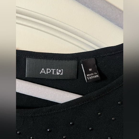 APT. 9 Black Polyester Blouse Rhinestone Detail Women’s size Medium - Picture 4 of 11